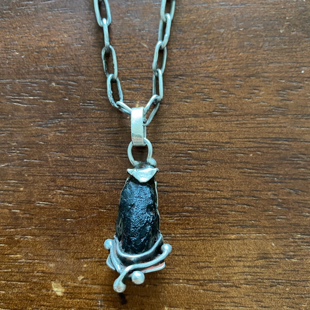 Genuine Moldavite Necklace, Sterling Silver Custom Chain